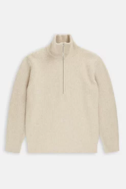 Closed Oatmeal Zip Wool Sweater