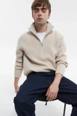 Closed Oatmeal Zip Wool Sweater -Clothing Shop unnamed file 26