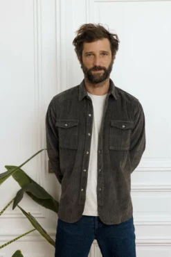 Cuisse De Grenouille Charcoal Grey Corduroy Ottavio Shirt