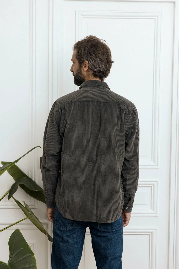Cuisse De Grenouille Charcoal Grey Corduroy Ottavio Shirt 3 Cuisse De Grenouille Charcoal Grey Corduroy Ottavio Shirt - Image 3