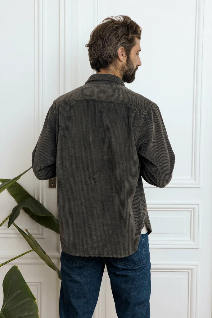 Cuisse De Grenouille Charcoal Grey Corduroy Ottavio Shirt 4 Cuisse De Grenouille Charcoal Grey Corduroy Ottavio Shirt - Image 4