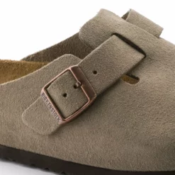 Birkenstock Taupe Suede Soft Bed Boston Clog -Clothing Shop unnamed file 584
