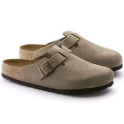 Birkenstock Taupe Suede Soft Bed Boston Clog -Clothing Shop unnamed file 585