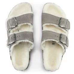 Birkenstock Stone Coin Grey Arizona Shearling Sandal