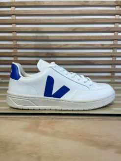 Veja Men's V-12 White Paros Blue Leather Sneaker