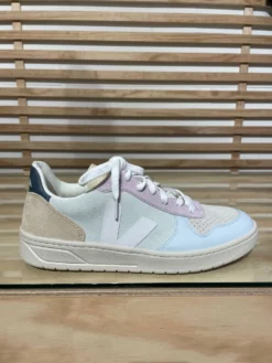 VEJA Men's V-10 Jade White Pastel Multico Suede Leather Sneaker